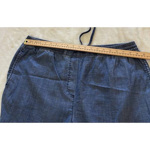 Talbots Pants Extra Large Chambray Easy Drawstring Ankle Lyocell Linen Coastal - Picture 7 of 9